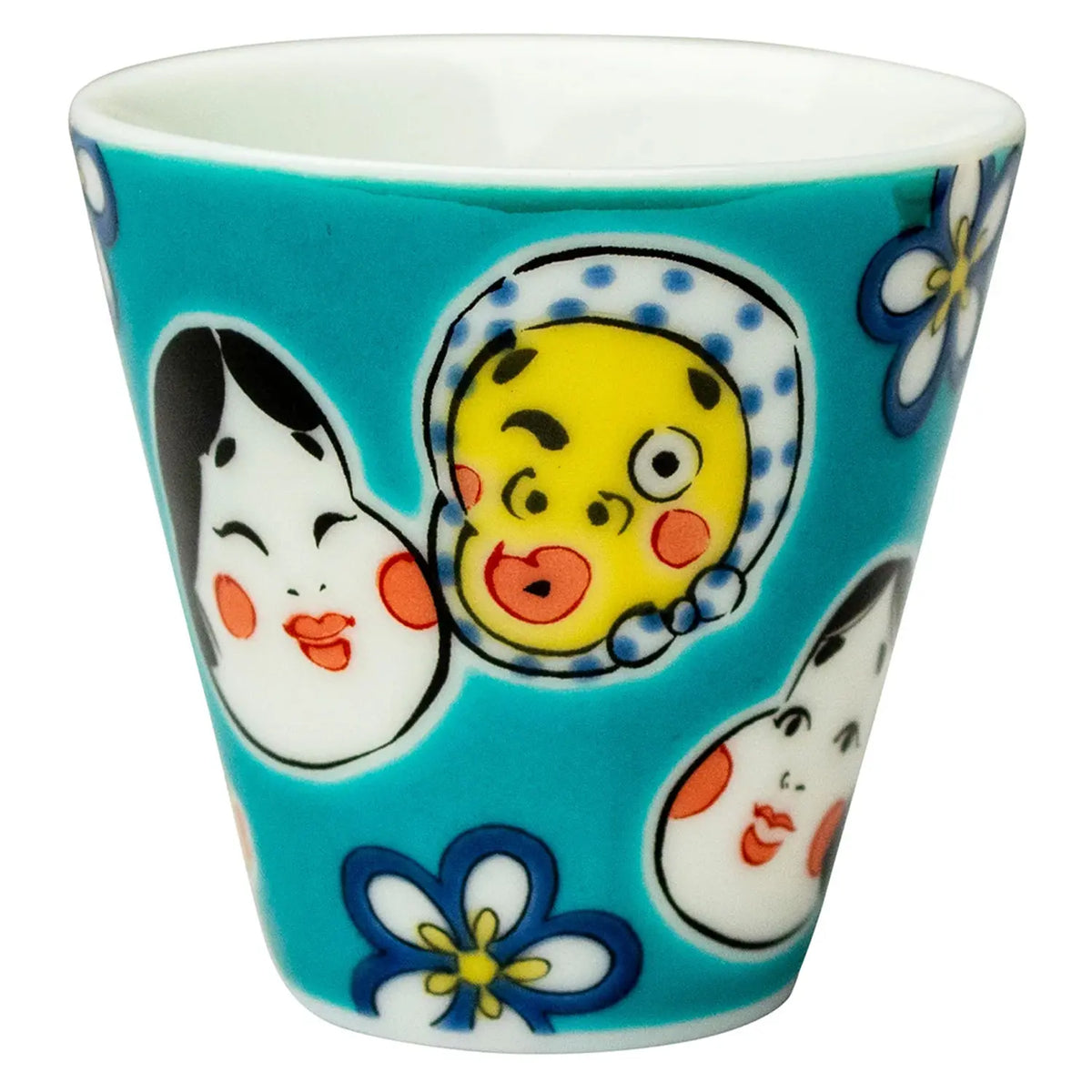 SEIKOU KISSYO Kutani Porcelain Soba Choko Cup Hyottoko-Okame