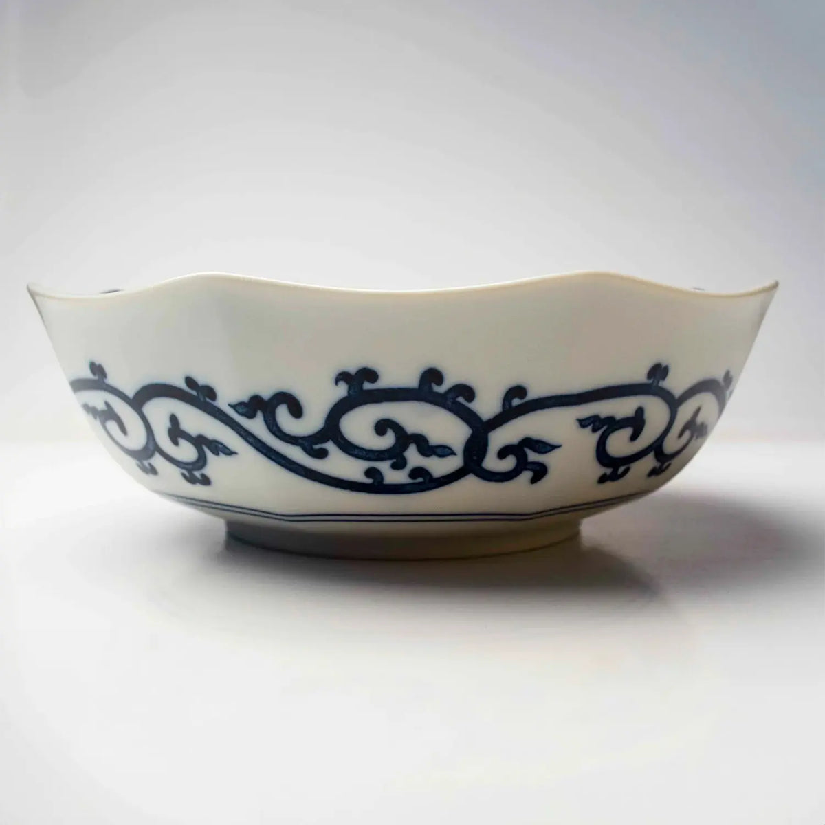 SEIKOU Kutani Porcelain Bowl Sometsuke-Madori-Houmon-Kachozu 21cm