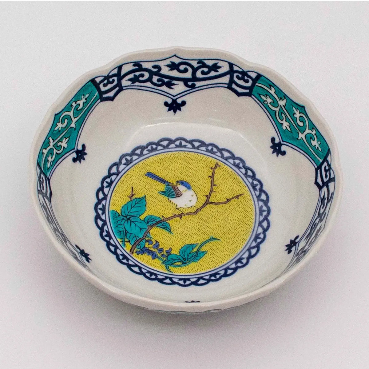 SEIKOU Kutani Porcelain Bowl Sometsuke-Madori-Yoshidaya 14cm 5 pcs