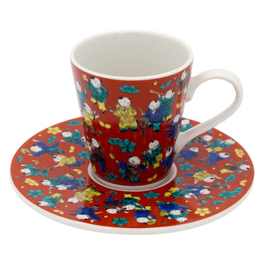 Seikou Kutani Porcelain Demitasse Cup & Saucer Mokubei