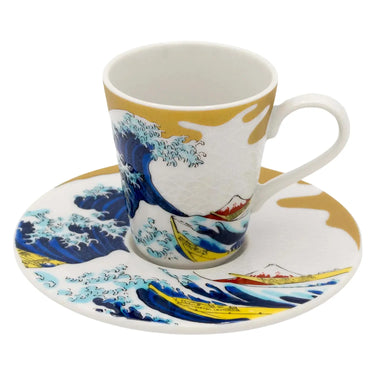 Seikou Kutani Porcelain Demitasse Cup & Saucer Nami