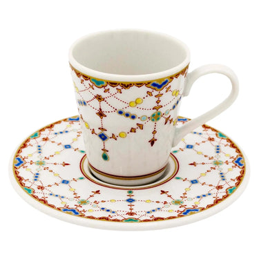 Seikou Kutani Porcelain Demitasse Cup & Saucer Yorakumon