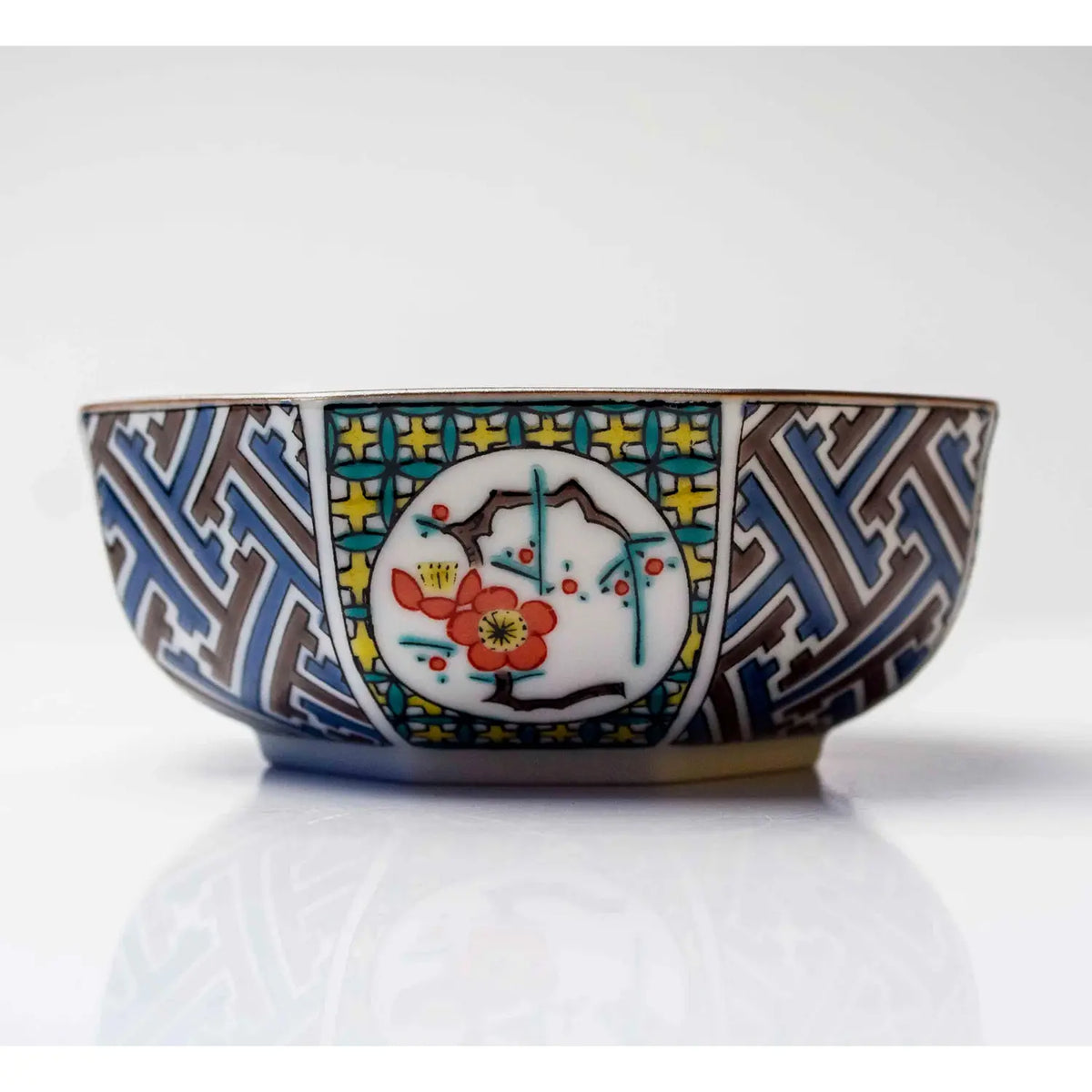 SEIKOU Kutani Porcelain Koduke Tiny Bowl Komon-Shikunshi 9.5cm 5 pcs