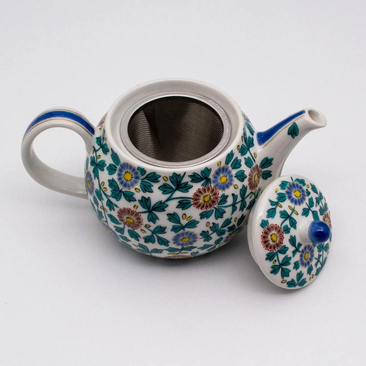 SEIKOU Kutani Porcelain Kyusu Teapot Kogikukarakusa with Tea Strainer