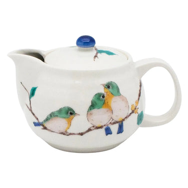 Seikou Kutani Porcelain Kyusu Teapot Mejiro with Tea Strainer