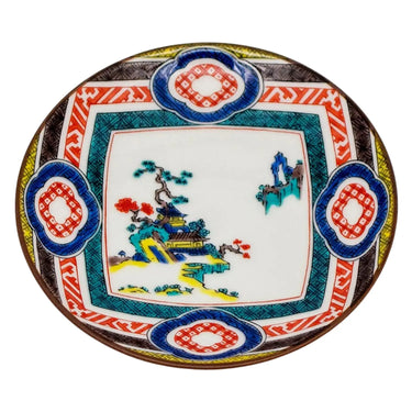 Seikou Kutani Porcelain Mamezara Small Plate Mokko-Chirashi-Sansuizu