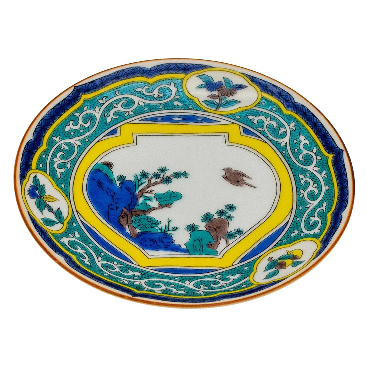 SEIKOU Kutani Porcelain Plate 15cm Tsubo-Kachouzu