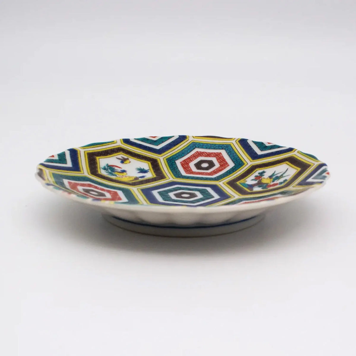 SEIKOU Kutani Porcelain Plate Kikkoumon-Kacho 13cm 5 pcs