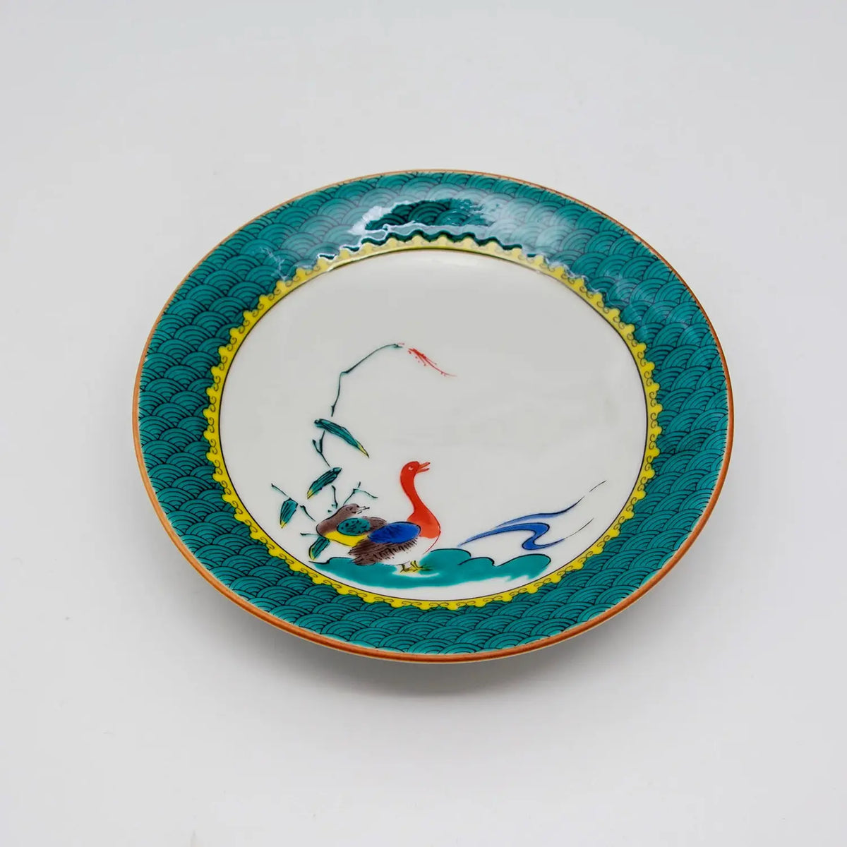 SEIKOU Kutani Porcelain Plate Kokutani-Ekawari 13.8cm 5 pcs