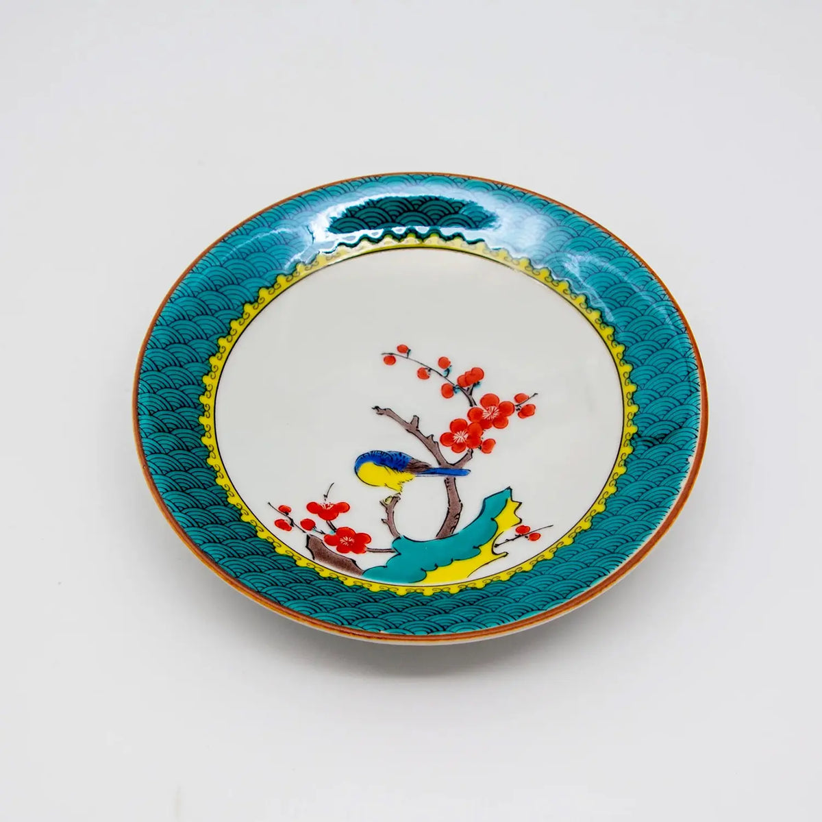 SEIKOU Kutani Porcelain Plate Kokutani-Ekawari 13.8cm 5 pcs