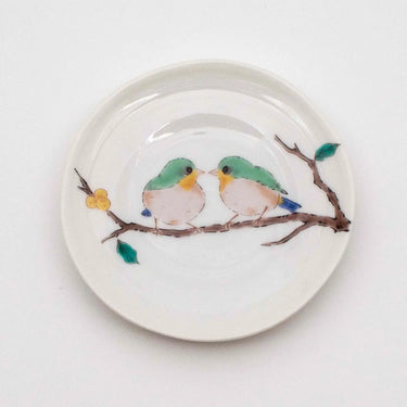 Seikou Kutani Porcelain Plate Mejiro 11cm 5 pcs