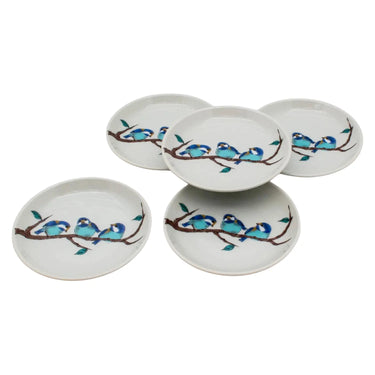 Seikou Kutani Porcelain Plate Yamagara 14cm 5 pcs