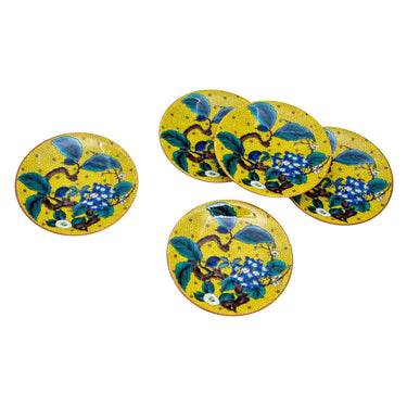 Seikou Kutani Porcelain Plate Yoshidayafu-Ajisai 12cm 5 pcs