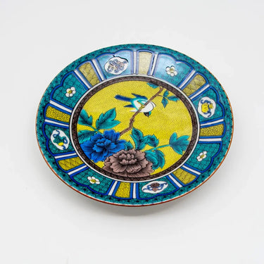 Seikou Kutani Porcelain Plate Yoshidayafu-Madori-Botan-ni-Tori 13.8cm 5 pcs