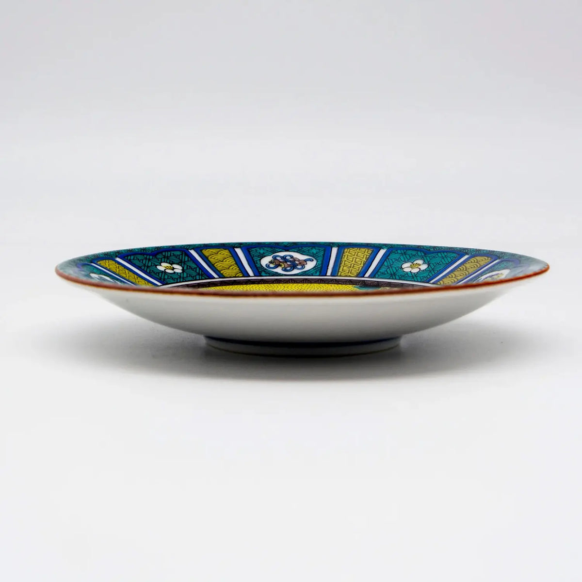 SEIKOU Kutani Porcelain Plate Yoshidayafu-Madori-Botan-ni-Tori 13.8cm 5 pcs