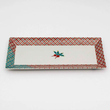 Seikou Kutani Porcelain Rectangular Plate Red Turnip 26.5cm 5 pcs