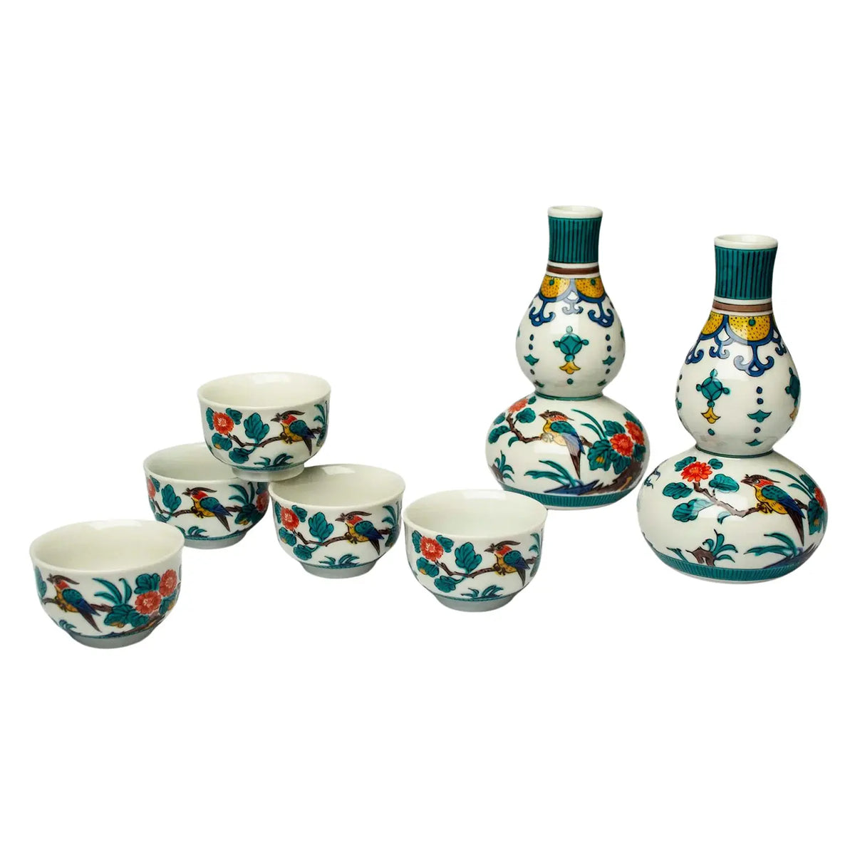 SEIKOU Kutani Porcelain Sakeware Set Kokutanifu-Kacho