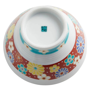 Seikou Kutani Porcelain Sendan Rice Bowl Umekiku