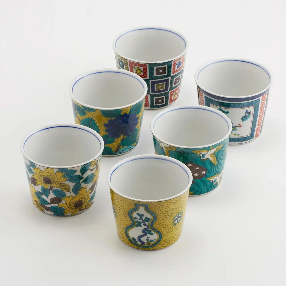 SEIKOU Kutani Porcelain Soba Choko Cup Aote-Tsubakizu