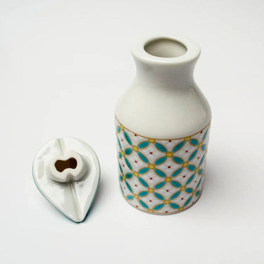 Seikou Kutani Porcelain Soy Sauce Dispenser Shippou-Hanabishi