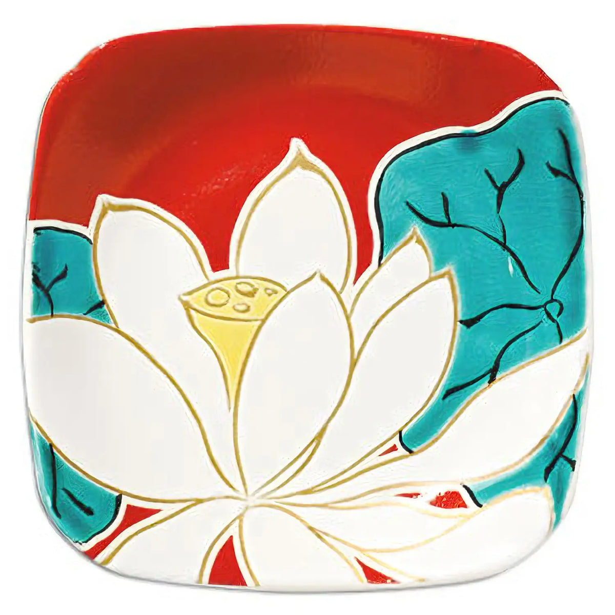 SEIKOU SHIKI-NO-HANA Kutani Porcelain Mamezara Small Plate Lotus