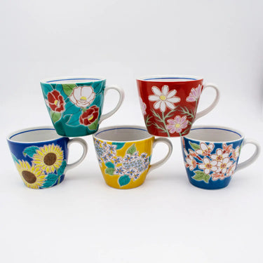 Seikou Shiki-no-Hana Kutani Porcelain Mug Camellia