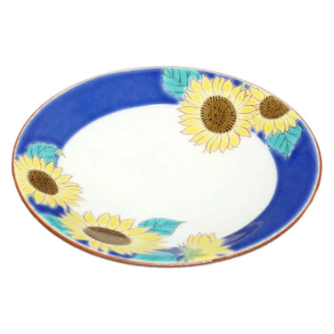 Seikou Shiki-no-Hana Kutani Porcelain Plate 13.8cm Sunflower