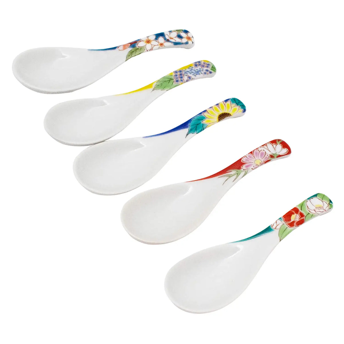 SEIKOU SHIKI-NO-HANA Kutani Porcelain Renge Spoon 5 pcs