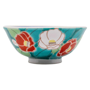 Seikou Shiki-no-Hana Kutani Porcelain Rice Bowl Camellia