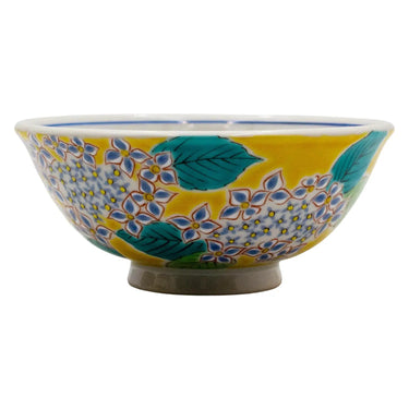 Seikou Shiki-no-Hana Kutani Porcelain Rice Bowl Hydrangea