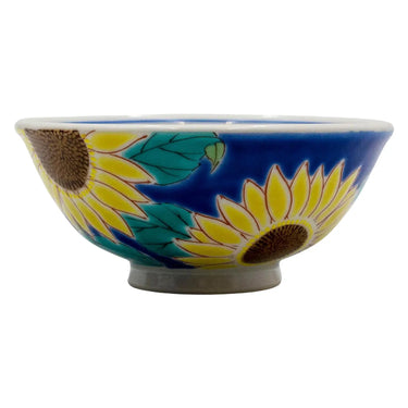 Seikou Shiki-no-Hana Kutani Porcelain Rice Bowl Sunflower