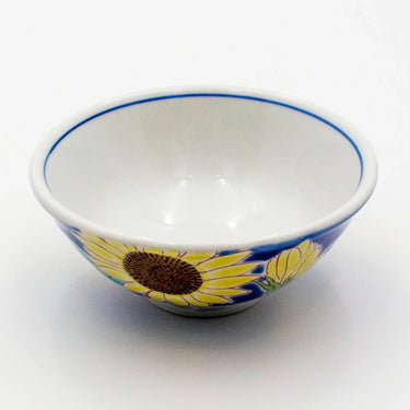 Seikou Shiki-no-Hana Kutani Porcelain Rice Bowl Sunflower