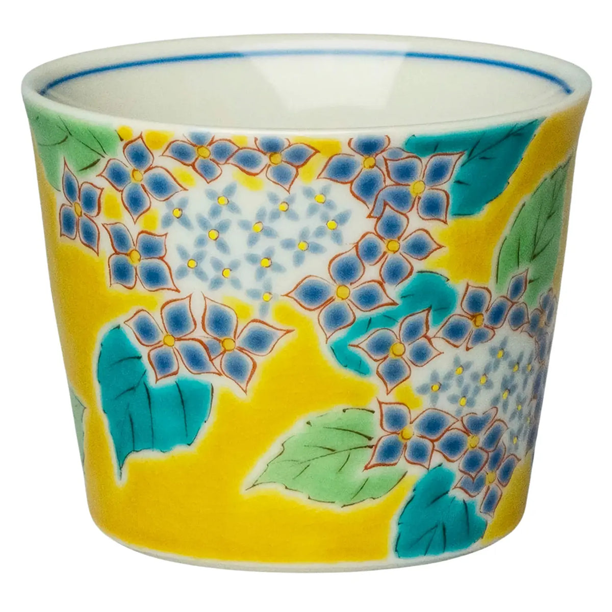 SEIKOU SHIKI-NO-HANA Kutani Porcelain Soba Choko Cup Hydrangea