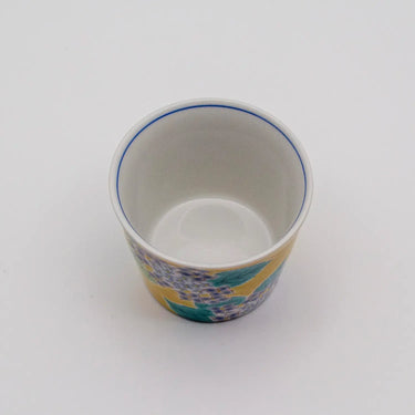 Seikou Shiki-no-Hana Kutani Porcelain Soba Choko Cup Hydrangea