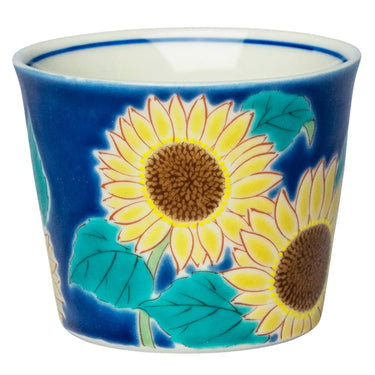 Seikou Shiki-no-Hana Kutani Porcelain Soba Choko Cup Sunflower