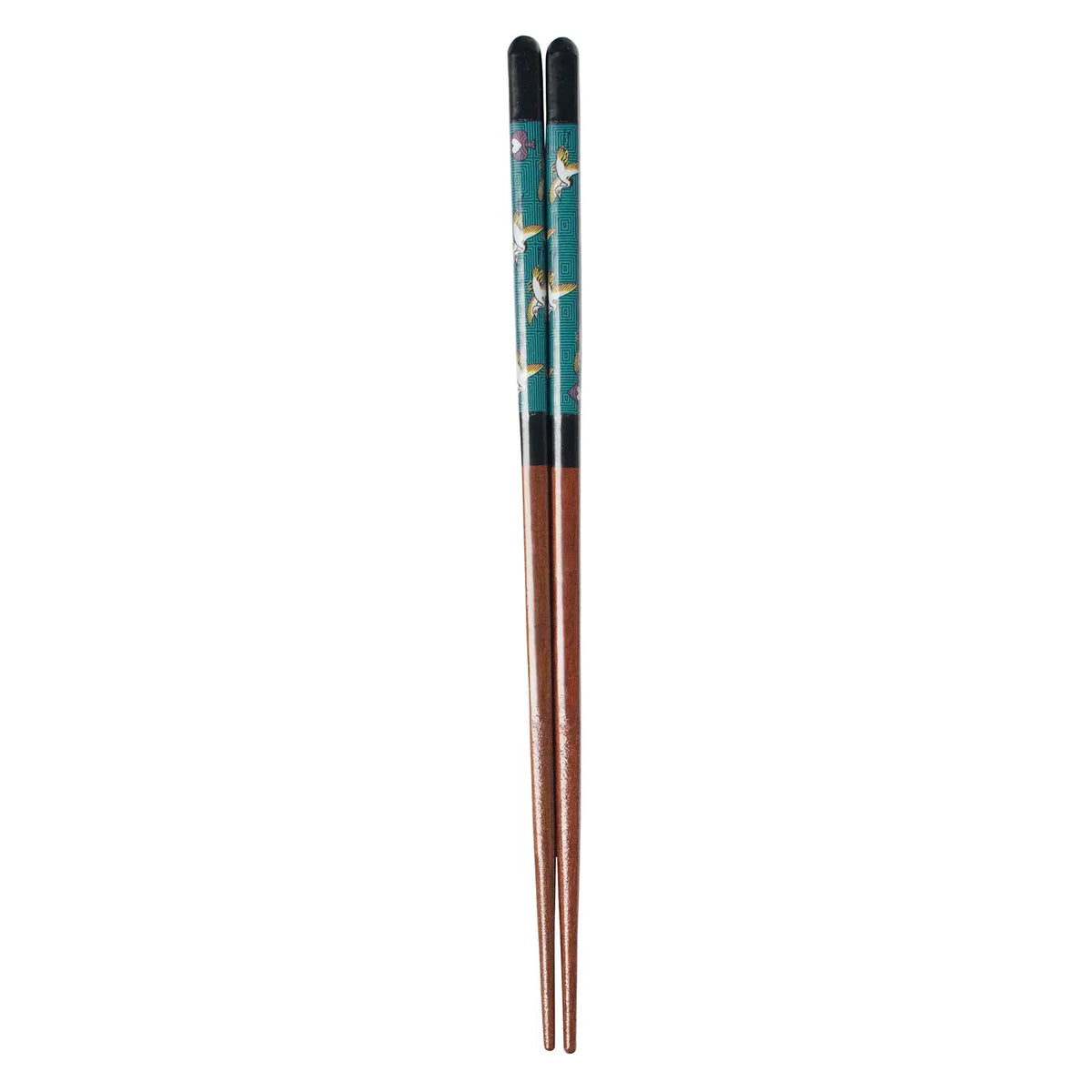 SEIKOU Wakasa Lacquered Natural Wood Chopsticks 23cm Black Crane