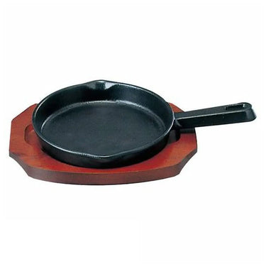 Sanwa Seiki Cast Iron Round Sizzler Platter with Handle