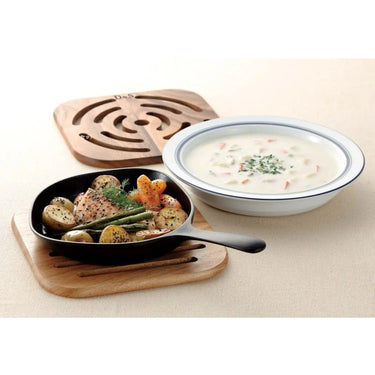 D&S Natural Wood Square Pot Mat 2 pcs