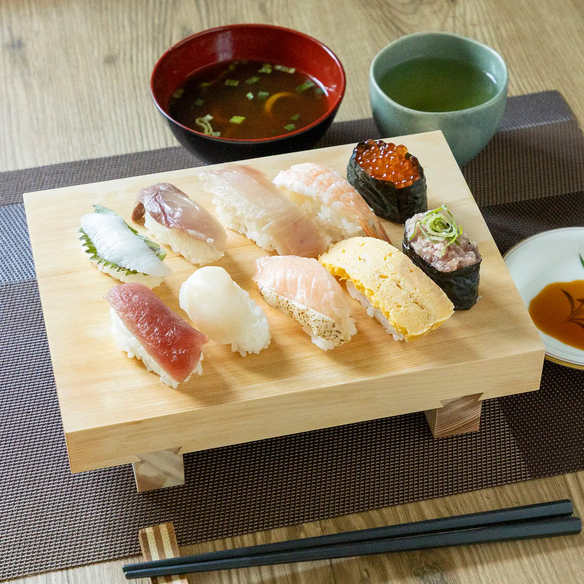 Shimojima Hinoki Cypress Wooden Sushi Geta Plate