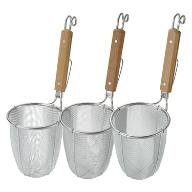Three Snow Stainless Steel Deep Ramen Tebo Noodle Strainer Round Base