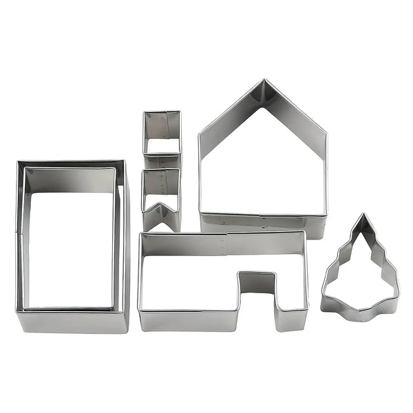 TIGERCROWN Cake Land Stainless Steel Cookie Cutter 3D House 7pcs