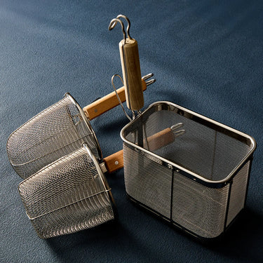 Three Snow Tebo Deep Square Noodle Strainer with Wooden Handle
