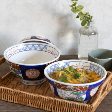 Tokiwa Mino Ware Porcelain Donburi Bowl Nishiki-Botan 15.8cm