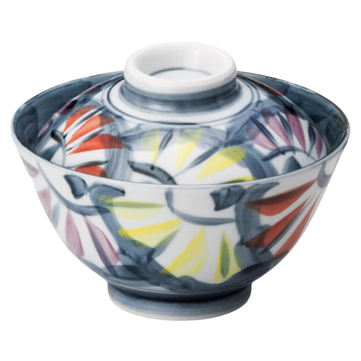 Tokiwa Mino Ware Porcelain Donburi Bowl Sanshiki-Kiku 15.7cm