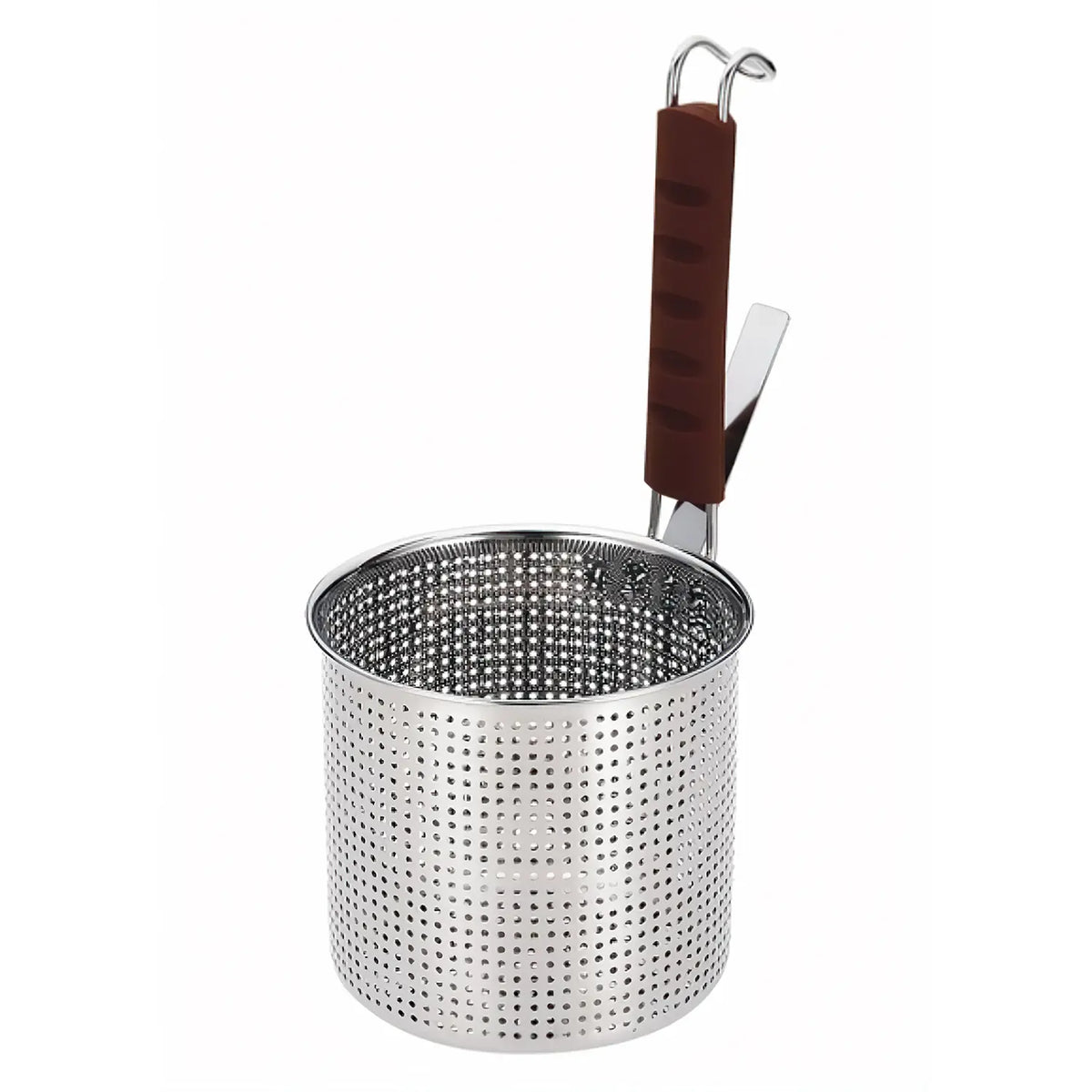 Sampo Sangyo Stainless Steel Perforated Tebo Noodle Strainer Flat Base with Silicone Handle