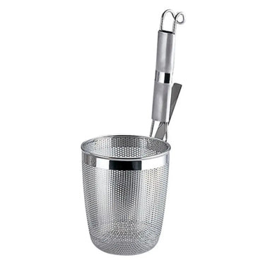 Yukiwa Stainless Steel Perforated Udon Tebo Noodle Strainer Round Base with Metal Handle