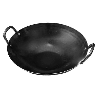 Yamada Hammered Iron Double-Handle Pre-Seasoned Round Bottom Wok 1.6mm