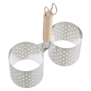 Yukiwa Stainless Steel Kakiage Tempura Deep Fryer Ladle 110mm 2 Portions with Wooden Handle
