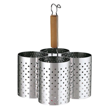 Yukiwa Stainless Steel Kakiage Tempura Deep Fryer Ladle 4 Portions with Wooden Handle