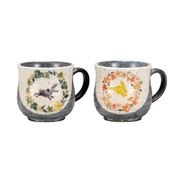 Kutani Ware Rabbit Paired Mugs
